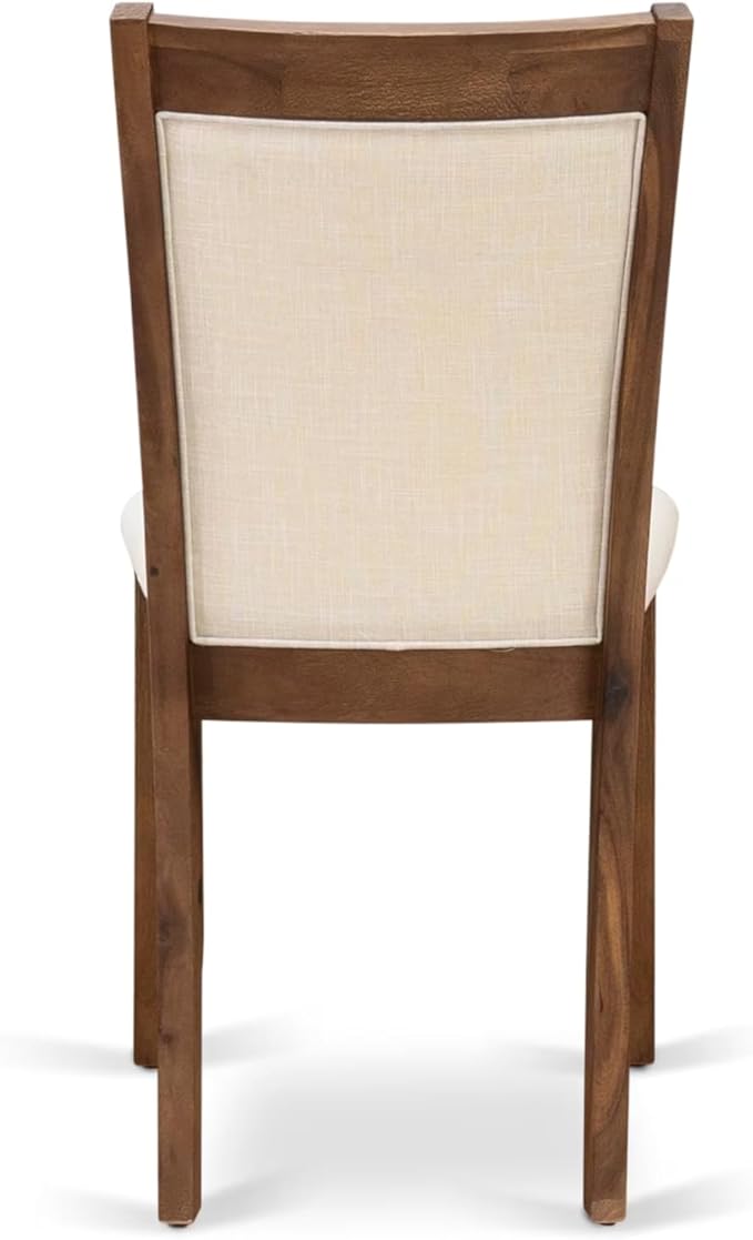 East West Furniture V727MZN32-7 7 Piece Dining Table Set Consist of a Rectangle Kitchen Table with V-Legs and 6 Light Beige Linen Fabric Parson Dining Chairs, 40x72 Inch, Multi-Color
