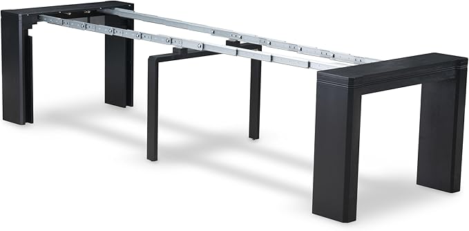 X02FO-2C6-24 - 5-piece Modern Dining Table Set a Rectangular Kitchen Table and 2 wooden Benches and 2 Black Linen Fabric Dining Chair, 39x120 Inch, Wire Brushed Black