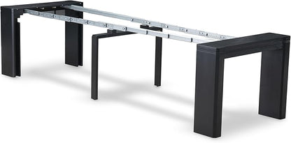 X12X1-006-24 - 13-piece Modern Dining Room Table Set a Rectangular Dining Table and 12 Black Polyester Fabric Stackable Chair, 39x120 Inch, Wire Brushed Black