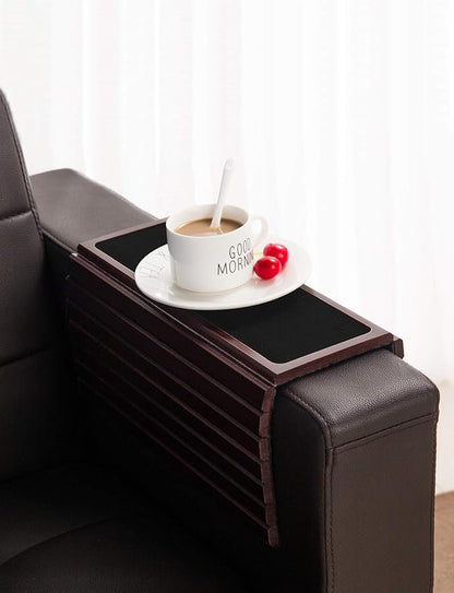 GEHE Bamboo Sofa Arm Tray Table for Couch Flexible/Foldable Sofa Tray Couch arm Table Perfect for Drinks Snacks Remote Control or Phone Great arm Tray for Couch armrest