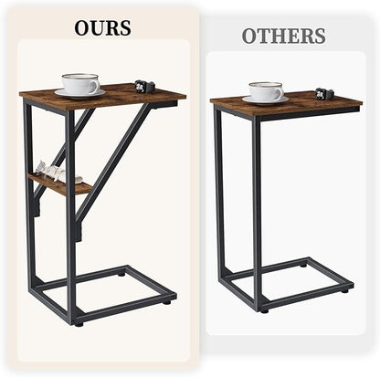 C-Shaped End Table, Small Side Table for Couch, Sofa TV Tray Table for Living Room, Bedroom, Bedside ET-D-BR1
