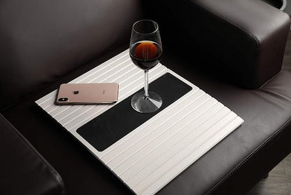 GEHE Sofa Arm Tray Table for Couch Flexible/Foldable Sofa Tray Couch arm Table Perfect for Drinks Snacks Remote Control or Phone Great arm Tray for Couch armrest (White)