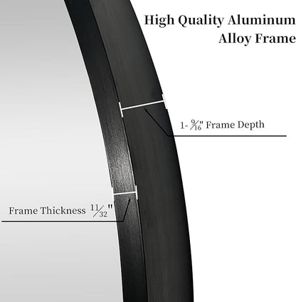 30 inch Round Black Mirror, Brushed Black Metal Framed Circle Wall Mirror for Bathroom Vanity, Bedroom Decor, Living Room, Entryway