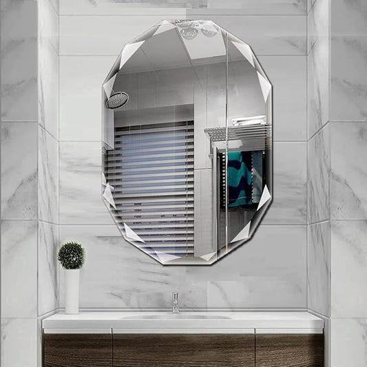 Single Beveled Edge Frameless Wall Mount Bathroom Vanity Mirror, 24” X 36”|Silver|