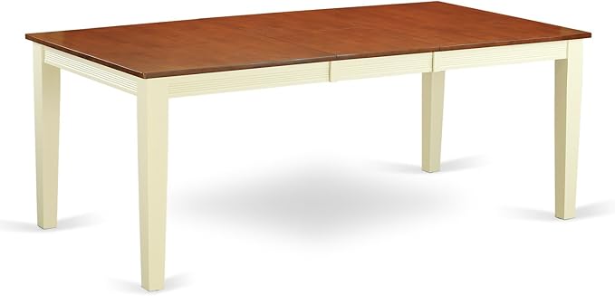 East West Furniture QUNI9-WHI-W 9 Piece Dining Set Includes a Rectangle Dining Table with Butterfly Leaf and 8 Kitchen Chairs, 40x78 Inch, Buttermilk & Cherry