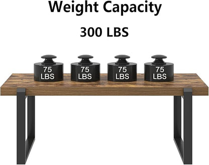EXCEFUR Modern Coffee Table, Industrial Wood and Metal Center Table, Cocktail Tea Table for Living Room Home Office, Rustic Brown, 44 Inch