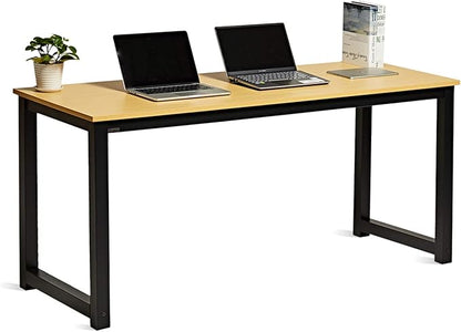 Decoholic 63 Inch Computer Desk, Home & Office PC Laptop Study Writing Table Workstation with Leg Bars, Modern Simple Industrial Style,Oak