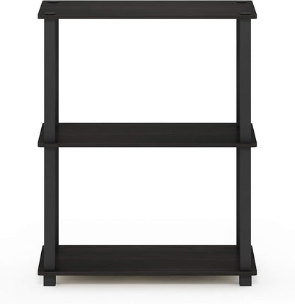 Furinno Turn-S-Tube 3-Tier Compact Multipurpose Shelf Display Rack with Square Tube, Espresso/Black