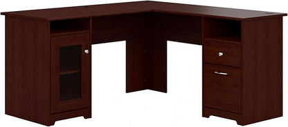 Bush Furniture Cabot L Shaped Computer Desk in Harvest Cherry | Corner Table with Drawers for Home Office