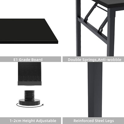 DlandHome Reversible L-Shaped Desk Large Corner Desk Folding Table Computer Desk Home Office Table Computer Workstation,Black-N