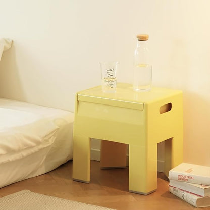 Nightstand Bedside with Storage Space, Multifunctional Colorful Plastic End Table Small Side Table for Bedroom, Dorm and Small Spaces, Easy Assembly(14.7" D x 11.8" W x 15.8" H, Yellow)