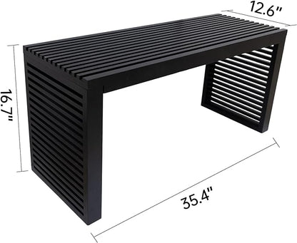 Bamboo Dining Bench, 35 inch Entryway Bench, Indoor Kitchen Table Bench for Entryway Dining Room Living Room Bedroom End of Bed-Black