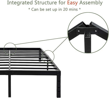 45MinST 18 Inch Platform Bed Frame/Easy Assembly Mattress Foundation / 3000lbs Heavy Duty Steel Slat/Noise Free/No Box Spring Needed,Queen