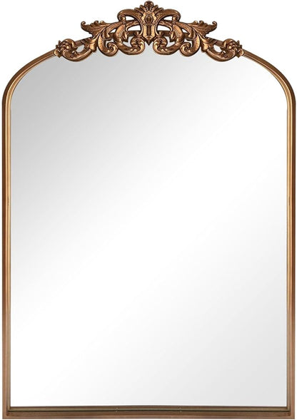 WAMIRRO Ornate Gold Mirror,Vintage Arched Baroque Antique Mirorrs for Living Room/Hallway/Fireplace/Bathroom/Entryway 24"X36"