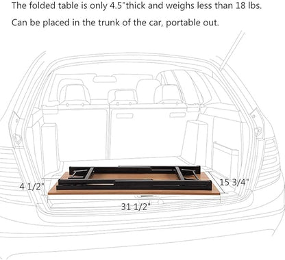 DlandHome Folding Desk - 31.5 Inch Small Computer Desk for Home Office - Folding Table Writing Table for Small Spaces - No Assembly Required - Retro