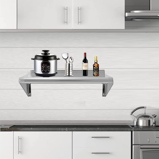 12''x24'' Wall Mounted Stainless Steel Shelf NSF Commercial Metal Wall Mount Floating Shelving for Kitchen, Restaurant, Food Truck,Garage,Washrooms,Home&Hotel