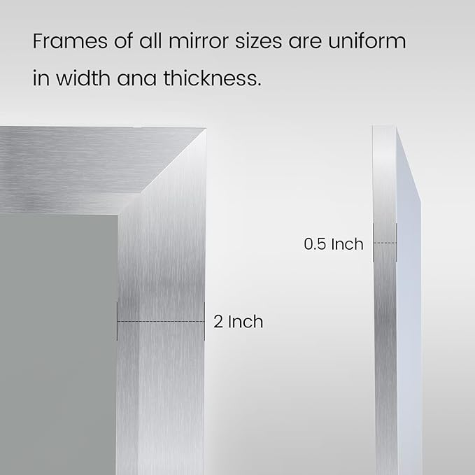 Amorho 72 X36 Inch Bathroom Mirror Silver, Thick Metal Framed Wall Mirrors for Over Sink, Brushed Nickel Mirror Perfect for Bedroom, Living Room, Entryway, Rectangle (Horizontal/Vertical).