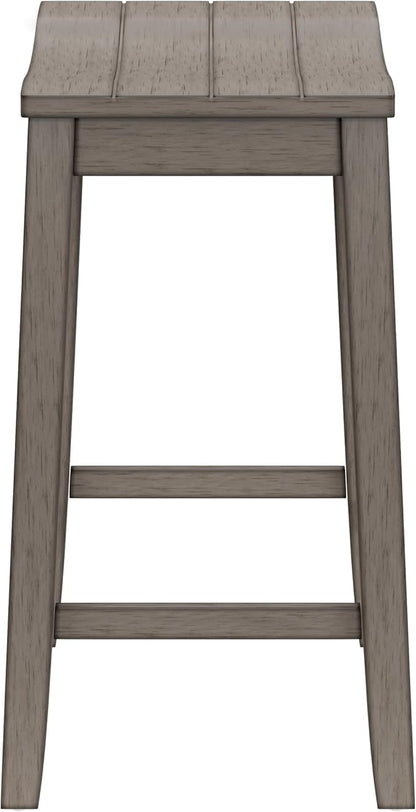 Hillsdale Fiddler Wood Backless Counter Height Stool with Saddle-Style Seat, Aged Gray