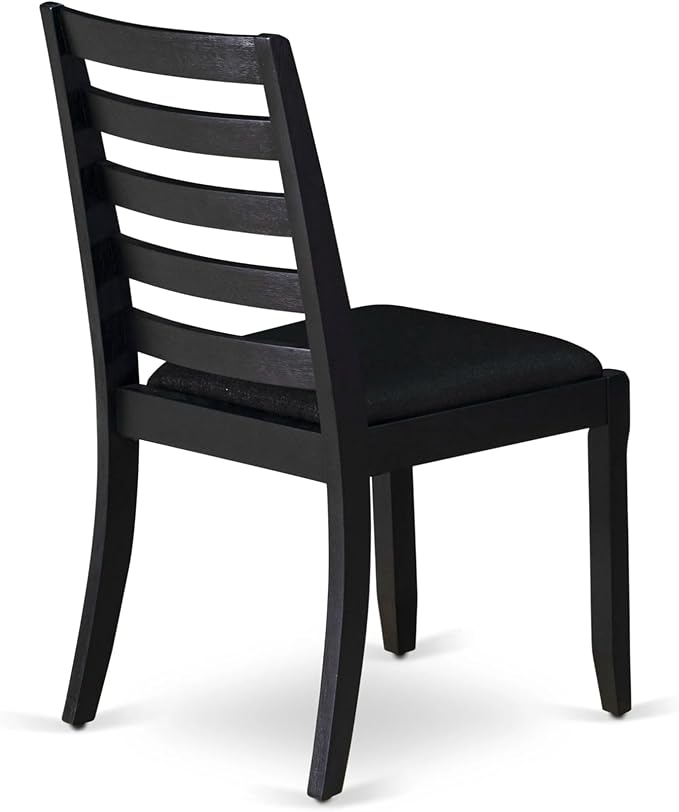East West Furniture LGX15-BLK-24 -5 Piece Dining Set Includes a Rectangular Kitchen Table with Black Tabletop and 4 Stackable Polyester Fabric Chairs, Black