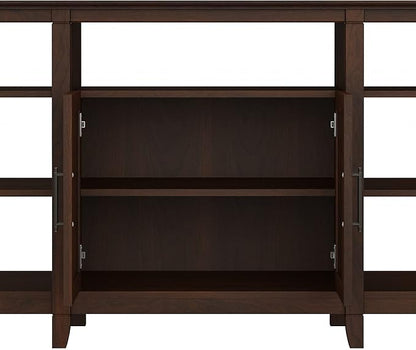 Bush Furniture Key West Tall TV Stand for 65 Inch TV in Bing Cherry, Farmhouse Entertainment Center with Storage