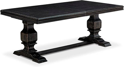 NKMA9-SBB-34, 9-pc Dining Table Set Consists of a Wooden Dining Table and 8 Dark Grey Polyester Fabric Parsons Chairs with Button Tufted Back, Sand Blasting Black Finish