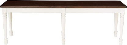 Crosley Furniture Shelby 6-Piece Traditional Dining Table Set for 7 with 4 Chairs and a Wood Bench, Distressed White