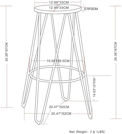SIMPLIHOME Simeon Industrial Metal 26 inch Metal Counter Height Stool with Wood Seat (Set of 2) in Cocoa Brown / Black for the Dining Room and Kitchen