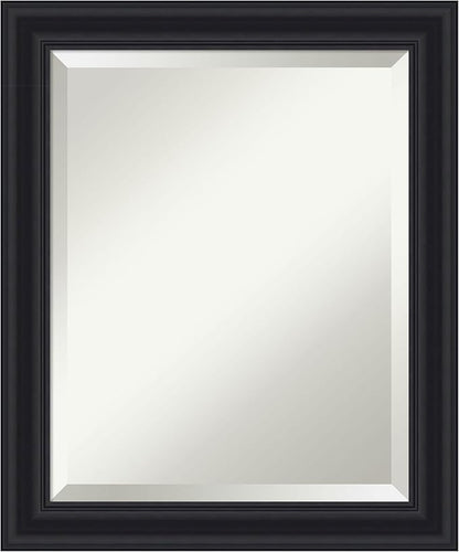 Amanti Art Black Bathroom Mirror for Over Sink, 24x20 Dalat Black Rectangle Vanity Mirror, Small Traditional Frame, Hangs Horizonally and Vertically, Bathroom Wall Decor, Beveled Edge
