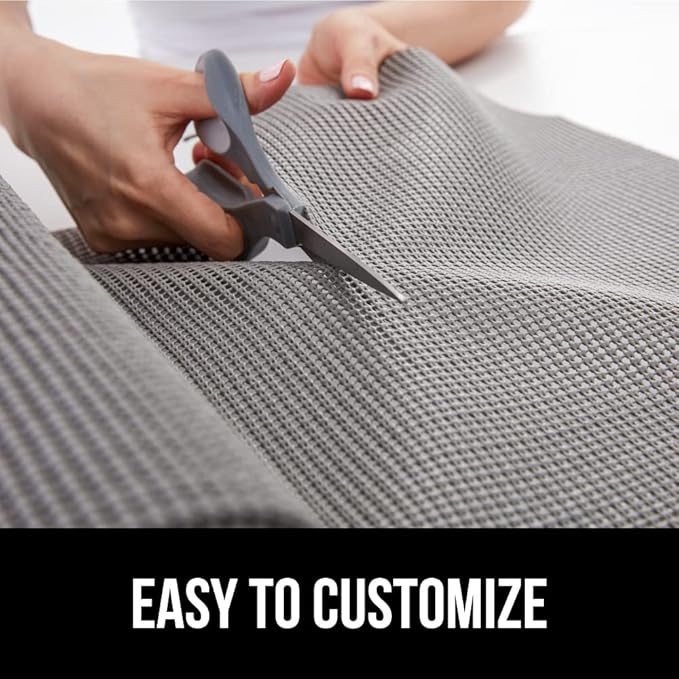 GORILLA GRIP powerGRIP Drawer Shelf and Cabinet Liner, Thick Strong Hold, Non-Adhesive Liners Protect Kitchen Cabinets and Cupboard, Bathroom Drawers, Easy Install, Breathable Mat, 17.5" x10', Gray