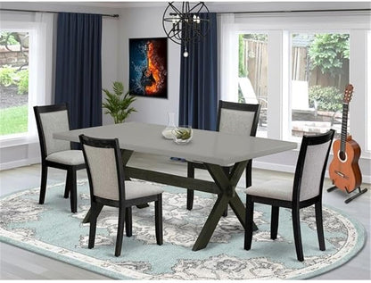 East West Furniture X697MZ606-5 5 Piece Kitchen Table Set for 4 Includes a Rectangle Dining Table with X-Legs and 4 Shitake Linen Fabric Parson Dining Chairs, 40x72 Inch, Multi-Color