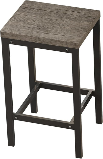 KEIKI 60.24” Long Bar High Top Dining Table and 3 Stools Chairs Set, Wood Behind Couch Sofa Counter Height Pub Furniture for Breakfast, Kitchen Living Party Room, Brown Grey