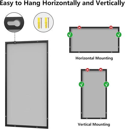 Koonmi Bathroom Mirror 30x60 Bathroom Wall-Mounted Mirrors, Modern Vanity Mirror for Bedroom, Living Room, Aluminum Alloy Frame Allow to Hang Horizontally or Vertically