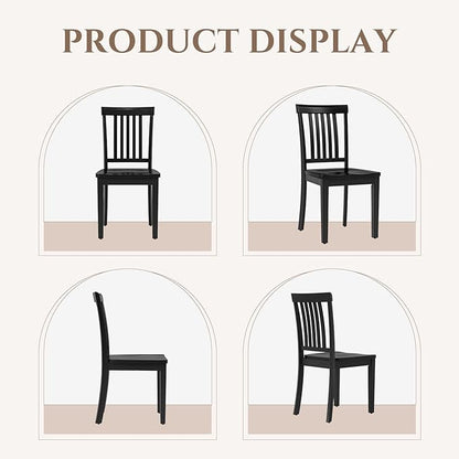 COLAMY Wooden Dining Room Chairs Set of 6, Spindle High Back Windsor Kitchen Side Chair, Farmhouse Dining Chairs for Kitchen, Dining Room, Black