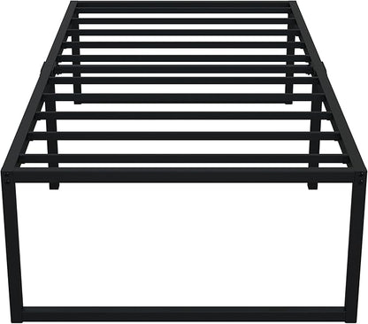 EMODA 18 Inch Narrow Twin Bed Frame 30x75, Heavy Duty Metal Platform No Box Spring Needed, Easy Assembly Noise Free, Black