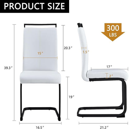 Modern Dining Chairs Set of 6,High Back Kitchen Chairs,Side Room Chair with Black Powder Coating Metal Legs,Easy to Clean Upholstered Dining Chairs,Ideal for Living Room(White Chairs)