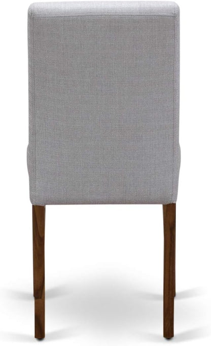 East West Furniture AMAB3-AWA-05 3 Piece Kitchen Table Set for Small Spaces Contains a Round Dining Room Table with Pedestal and 2 Grey Linen Fabric Parsons Chairs, 36x36 Inch, Walnut