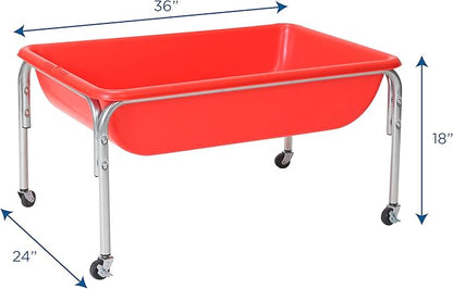 Children's Factory Medium Sensory Table – 18″ Height Table, Sandbox, Water Table for Kids, Red