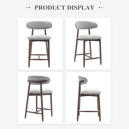 COLAMY Bar Stools Set of 4, Counter Height Bar Stools, Upholstered Counter Stools with Wood Legs for Kitchen Island Dining Room Bar, Light Grey