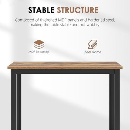 Need Small Square Dining Table- 31-1/2'' Sturdy and Heavy Duty Writing Desk for Small Spaces and Writing Table Desk Breakroom Table, Rustic Brown