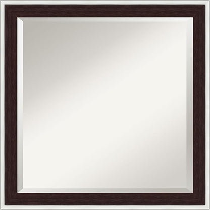 Amanti Art Wall Mirror 23x23 Maya Espresso Silver Square Bathroom Mirror for Wall Decor Living Room, Medium Modern Contemporary Frame, Hangs Horizonally and Vertically, Bathroom Decor, Beveled Edge