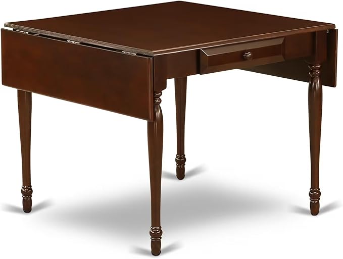 East West Furniture MZDA3-MAH-C 3 Piece Kitchen Table Set for Small Spaces Contains a Rectangle Dining Table with Dropleaf and 2 Linen Fabric Upholstered Chairs, 36x54 Inch, Mahogany