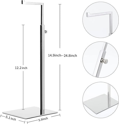 2 Pack Handbag Display Stands, Silver Purse Holder Display Stands, Adjustable Height Stainless Steel Hanger Rack for Retail Closet Vendors Display Luxury Bag Handbags Jewelry
