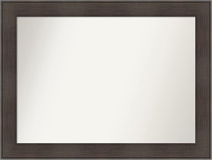 Amanti Art Brown Bathroom Mirror for Over Sink, 33x44 William Rustic Woodgrain Rectangle Vanity Mirror, X-Large Casual Frame, Hangs Horizonally and Vertically, Bathroom Wall Decor, Non-Beveled Edge