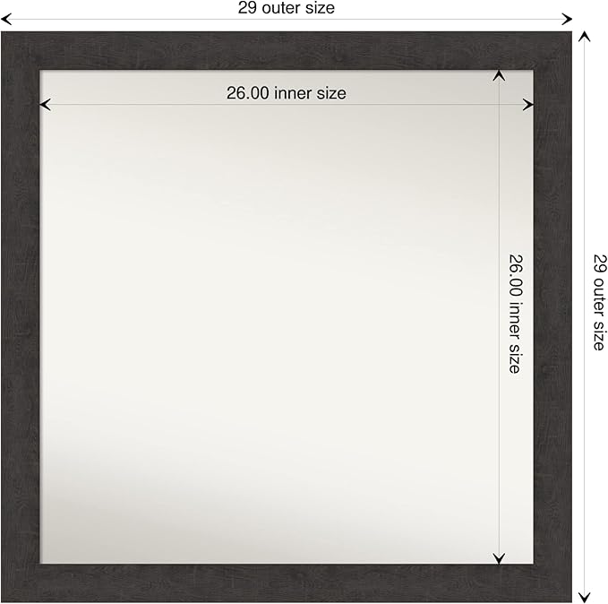 Amanti Art Brown Bathroom Mirror for Over Sink, 32x32 Rustic Plank Espresso Square Vanity Mirror, Large Country Rustic Frame, Hangs Horizonally and Vertically, Bathroom Wall Decor, Non-Beveled Edge