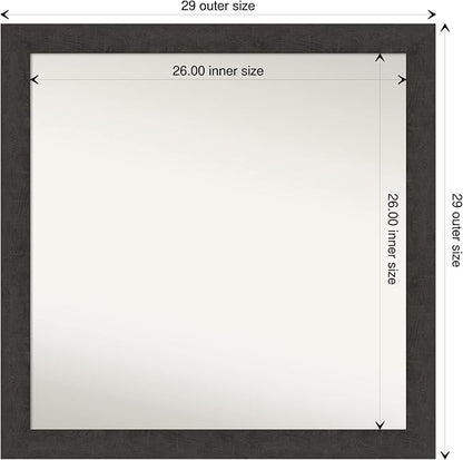 Amanti Art Brown Bathroom Mirror for Over Sink, 32x32 Rustic Plank Espresso Square Vanity Mirror, Large Country Rustic Frame, Hangs Horizonally and Vertically, Bathroom Wall Decor, Non-Beveled Edge