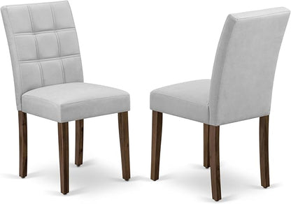 East West Furniture ANAS3-AWA-27 3 Piece Modern Dining Set consists A Dinning Table and 2 Light Gray Polyester Fabric Dinner Chairs, Antique Walnut