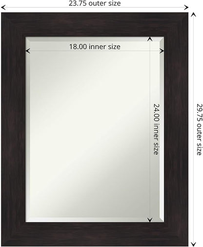 Amanti Art Brown Wall Mirror 30x24 Furniture Espresso Rectangle Bathroom Mirror for Wall Decor Living Room, Medium Casual Frame, Hangs Horizonally and Vertically, Bathroom Decor, Beveled Edge from WI