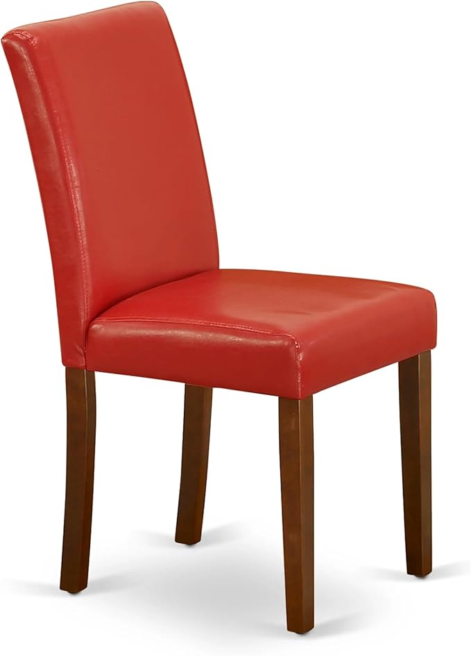 East West Furniture CAAB5-MAH-72 5 Piece Dining Set Includes a Rectangle Dining Room Table and 4 Firebrick Red Faux Leather Upholstered Chairs, 36x60 Inch, Mahogany
