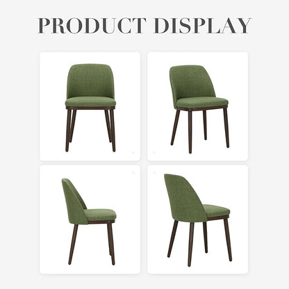 COLAMY Upholstered Dining Chairs Set of 4, Modern Kitchen Chairs with Back, Leather Side Dining Room Chairs with Wood Legs for Kitchen Dining Room Restaurant,Green