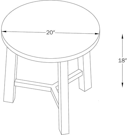 Alaterre Furniture Side Table - Newbury Collection 20-Inch Round End Table or Nightstand - Solid Wood Farmhouse Accent Furniture (Pecan Finish)